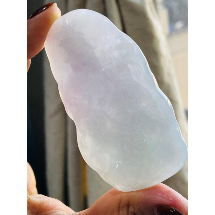 天然A貨緬甸玉 冰亮春彩雙面精工獨家版天上聖母/提燈媽祖翡翠佛牌 厚庄膠底妝 勻稱粉紫綠滿色 千順護航祖廟加持 精緻雙拋-細節圖7