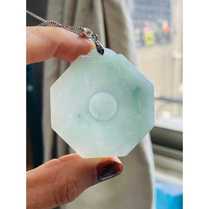 天然A貨緬甸玉 冰飄藍花太極八卦翡翠玉墜 冰芙蓉膠底 靈動藍花點綴雙面 底細色花漂亮-細節圖4