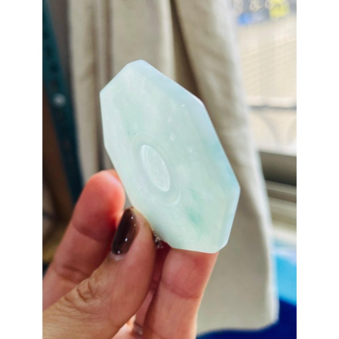 天然A貨緬甸玉 冰飄藍花太極八卦翡翠玉墜 冰芙蓉膠底 靈動藍花點綴雙面 底細色花漂亮-細節圖7