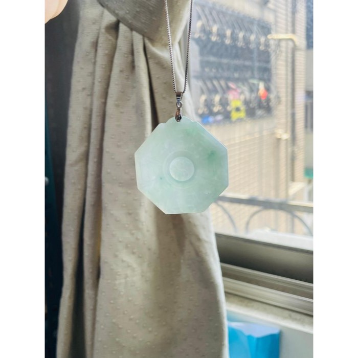 天然A貨緬甸玉 冰飄藍花太極八卦翡翠玉墜 冰芙蓉膠底 靈動藍花點綴雙面 底細色花漂亮-細節圖8