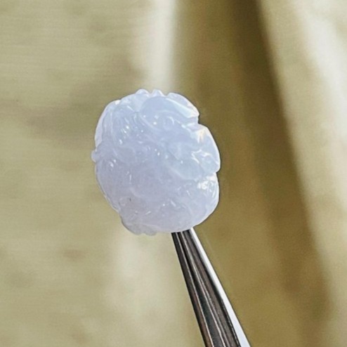 天然A貨緬甸玉 冰潤櫻花紫360度手工微雕一條龍翡翠小龍珠 整顆起冰滿色淡紫 晶透無棉色淡好水頭-細節圖2