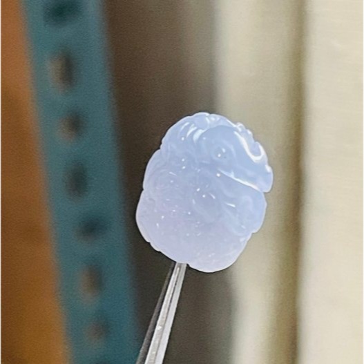 天然A貨緬甸玉 冰潤櫻花紫360度手工微雕一條龍翡翠小龍珠 整顆起冰滿色淡紫 晶透無棉色淡好水頭-細節圖3