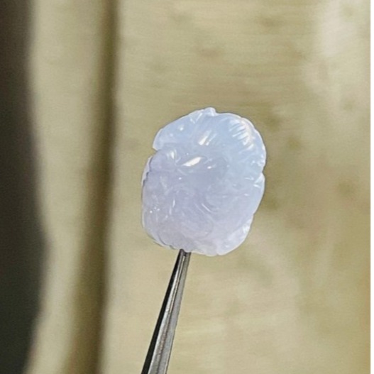 天然A貨緬甸玉 冰潤櫻花紫360度手工微雕一條龍翡翠小龍珠 整顆起冰滿色淡紫 晶透無棉色淡好水頭-細節圖4