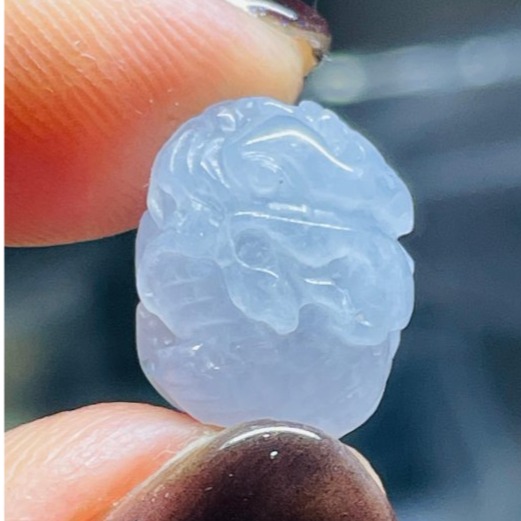 天然A貨緬甸玉 冰潤櫻花紫360度手工微雕一條龍翡翠小龍珠 整顆起冰滿色淡紫 晶透無棉色淡好水頭-細節圖8