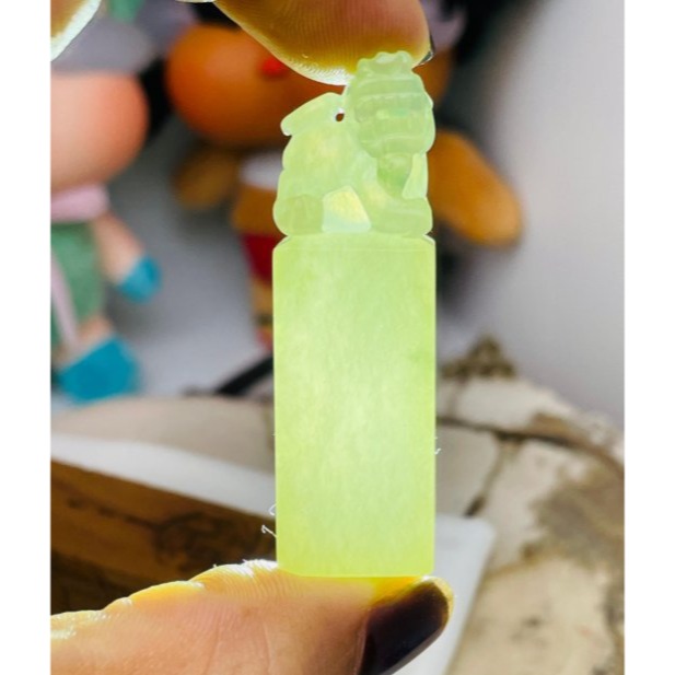 天然A貨緬甸玉 冰飄花手工雕錢來貔貅翡翠印章/私章/方印 冰膠瑪瑙底乾淨無棉好水頭 背馱古錢 財氣沖天-細節圖9