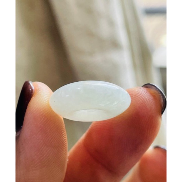 天然A貨緬甸玉 細潤白冰藏金平安扣翡翠玉墜 平滑無沙坑眼 底庄乾淨 型飽滿小胖扣-細節圖6