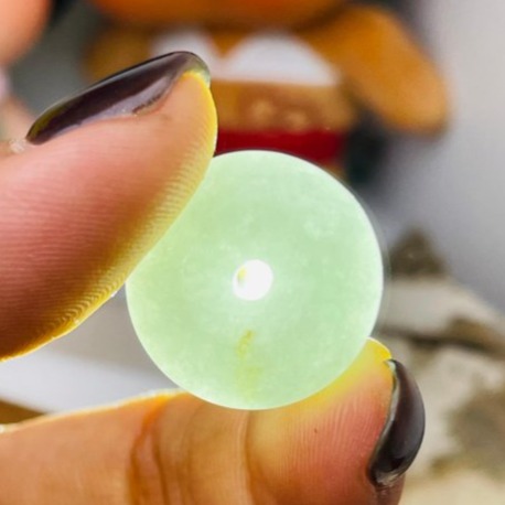 天然A貨緬甸玉 細潤白冰藏金平安扣翡翠玉墜 平滑無沙坑眼 底庄乾淨 型飽滿小胖扣-細節圖9