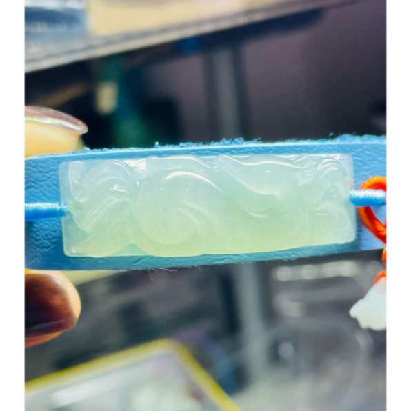 天然A貨緬甸玉 老坑藍綠九尾狐狸翡翠手牌 手圍無限 冰膠瑪瑙底庄 滿色起光感 線條立體唯美-細節圖9