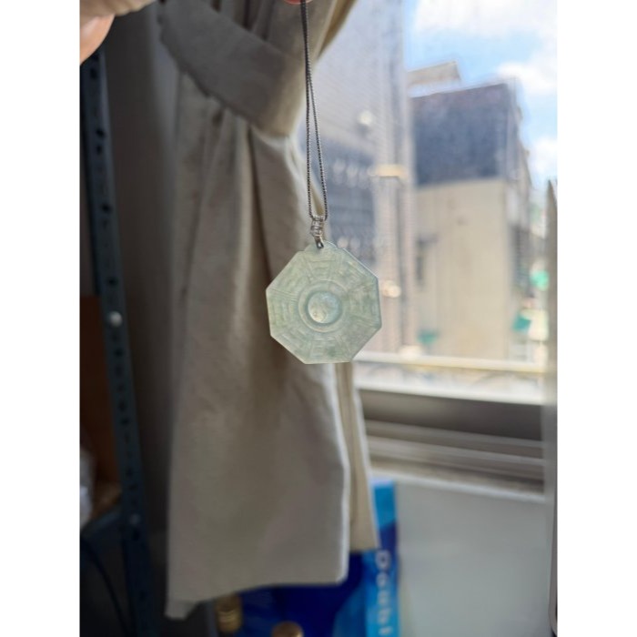 天然A貨緬甸玉 冰種晴綠太極八卦翡翠玉墜 老坑正冰起光感 滿綠底色 厚且透字影好水頭-細節圖8