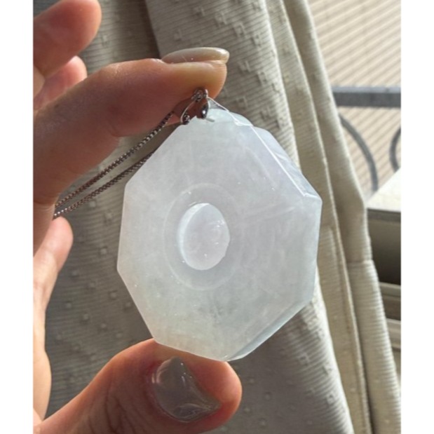 天然A貨緬甸玉 冰潤粉春彩綠太極八卦翡翠玉墜 起冰淡紫粉綠 色淡粉嫩好水頭 易配戴大小-細節圖6