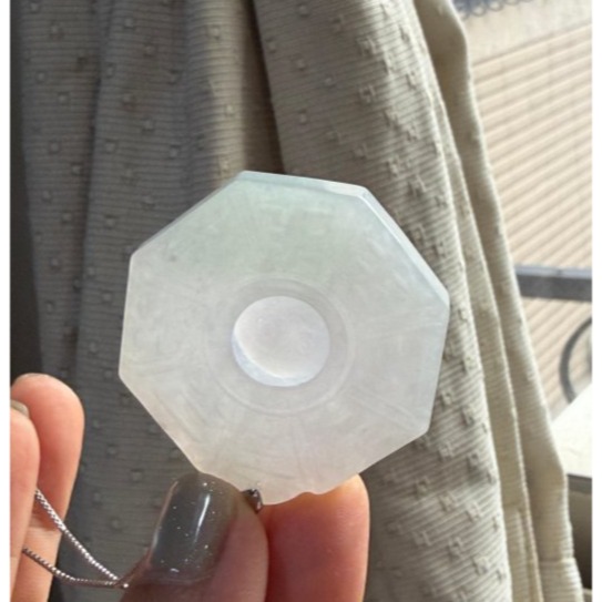 天然A貨緬甸玉 冰潤粉春彩綠太極八卦翡翠玉墜 起冰淡紫粉綠 色淡粉嫩好水頭 易配戴大小-細節圖7