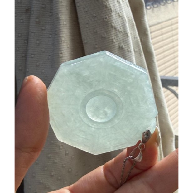 天然A貨緬甸玉 冰晴綠太極八卦翡翠玉墜 老坑晴水滿底色 色勻晶透 透手影好水頭-細節圖7