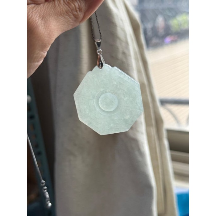 天然A貨緬甸玉 冰晴綠太極八卦翡翠玉墜 老坑晴水滿底色 色勻晶透 透手影好水頭-細節圖8