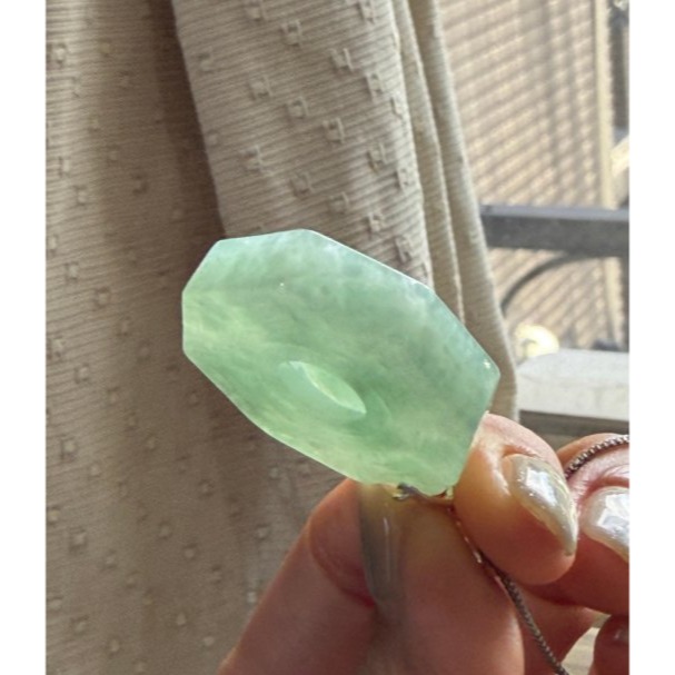 天然A貨緬甸玉 冰青綠太極八卦翡翠玉墜 滿綠底色 厚冰透手 配戴無壓力大小 上身妥妥綠-細節圖5