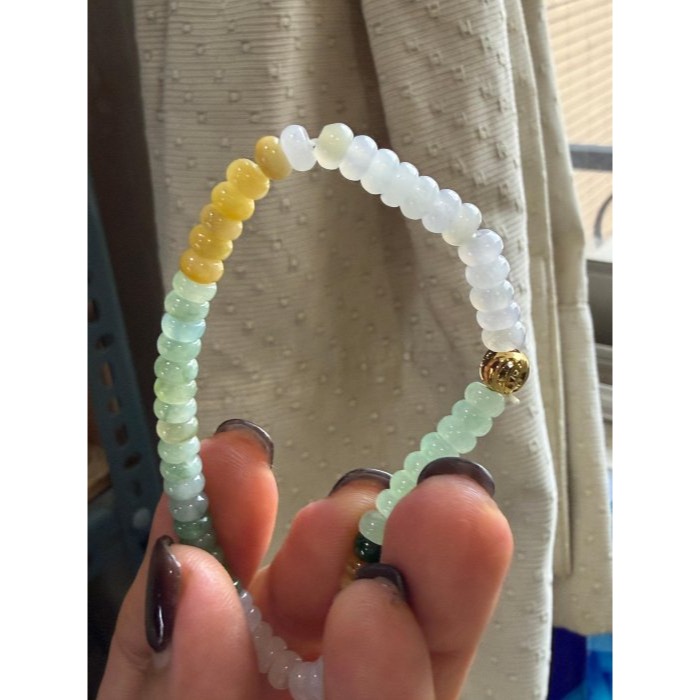 天然A貨緬甸玉 冰種多寶5mm算盤珠翡翠手串/手鍊16cm手圍 白冰.晴綠.飄花.冰黃.陽綠 完美度99%-細節圖5