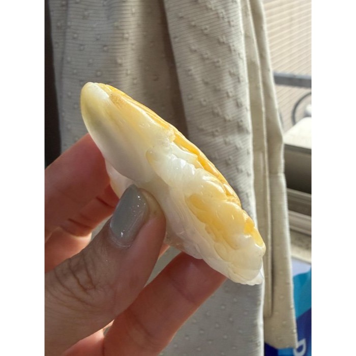 天然A貨緬甸玉 芙蓉種 細潤金黃雙彩財寶天降富貴盈門翡翠擺件 透光乾淨奶白肉 金皮巧雕黃財神-細節圖6