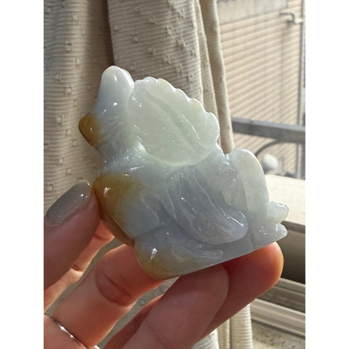 天然A貨緬甸玉 細潤橙黃雙彩全立體雕濟公送福翡翠擺件 透光淡底色細肉 黃霧皮巧金袍加身-細節圖7