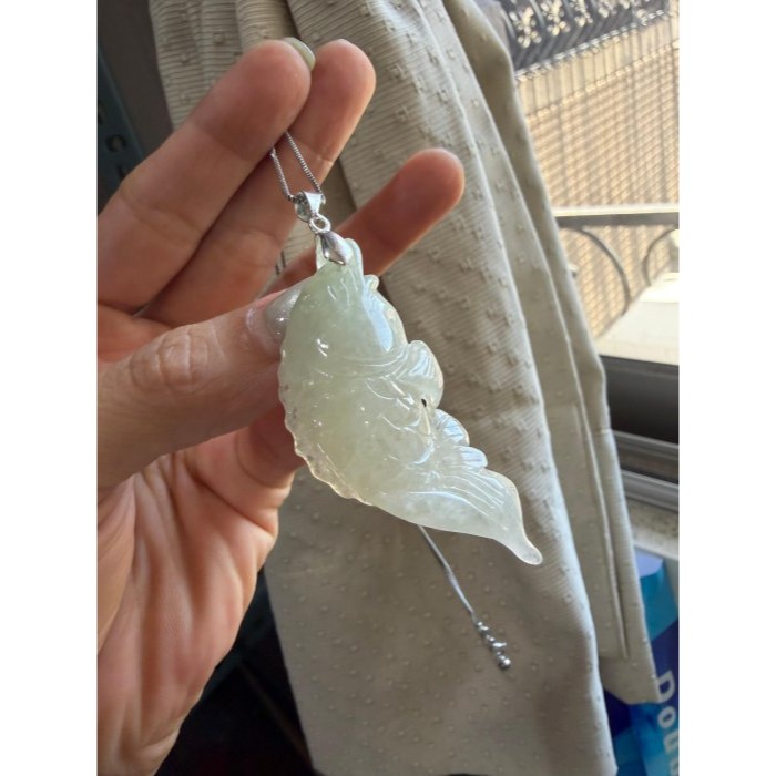 天然A貨緬甸玉 冰雪梨黃立體精雕年年有魚富足安康翡翠玉墜 冰梨黃透綠 雕工精巧靈動 形飽滿-細節圖2