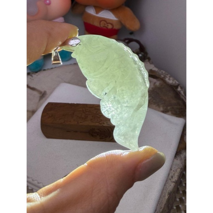 天然A貨緬甸玉 冰雪梨黃立體精雕年年有魚富足安康翡翠玉墜 冰梨黃透綠 雕工精巧靈動 形飽滿-細節圖9