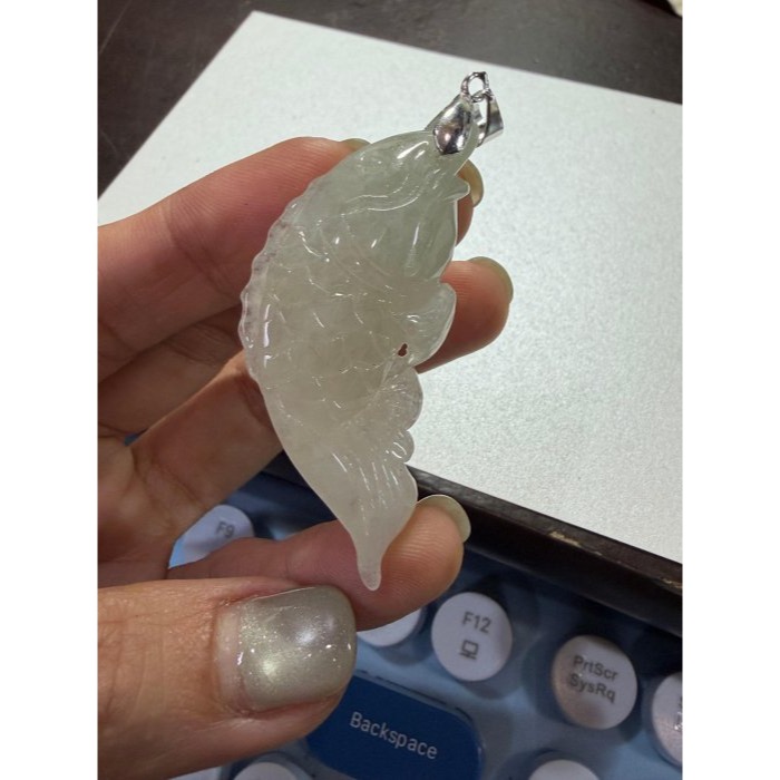 天然A貨緬甸玉 冰雪梨黃立體精雕年年有魚富足安康翡翠玉墜 冰梨黃透綠 雕工精巧靈動 形飽滿-細節圖10