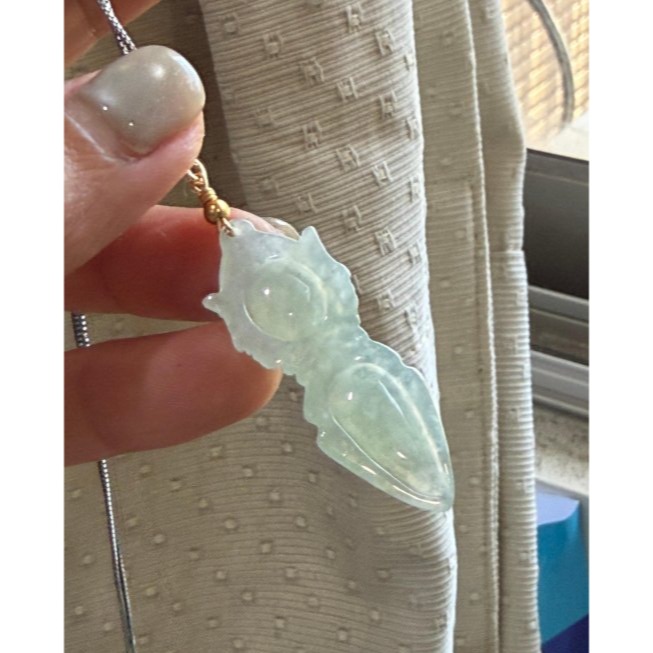 天然A貨緬甸玉 冰種晴綠巧雕降魔杵/金剛杵翡翠玉墜 老坑起光滿綠底色 色正色純 透手好水頭-細節圖5