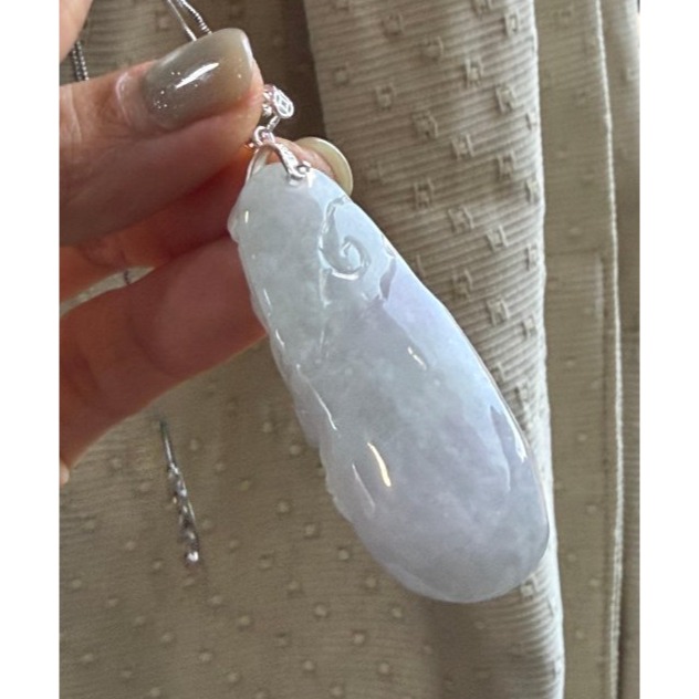 天然A貨緬甸玉 冰晴俏紫御龍觀音翡翠佛牌 冰晴綠底色 亮紫增彩 無相觀音乘霸氣穿雲龍-細節圖5