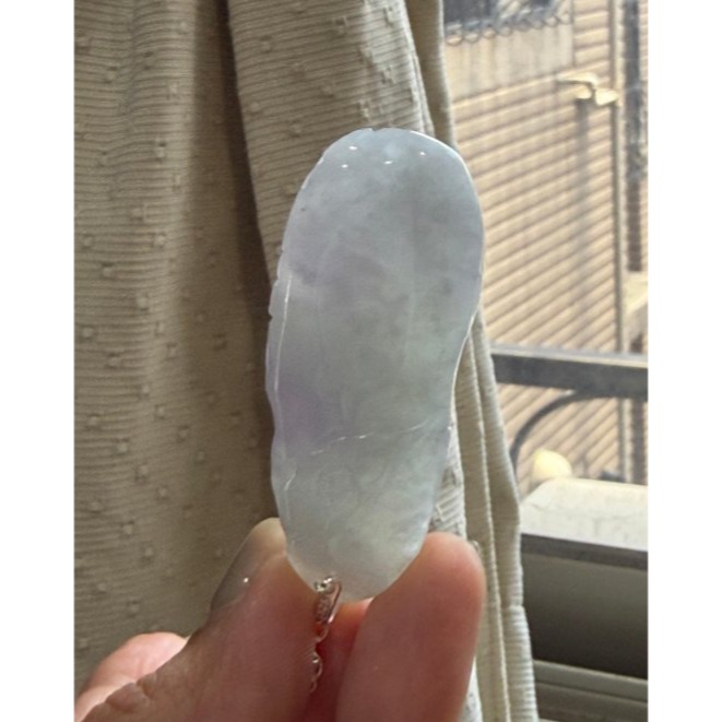 天然A貨緬甸玉 冰晴俏紫御龍觀音翡翠佛牌 冰晴綠底色 亮紫增彩 無相觀音乘霸氣穿雲龍-細節圖6