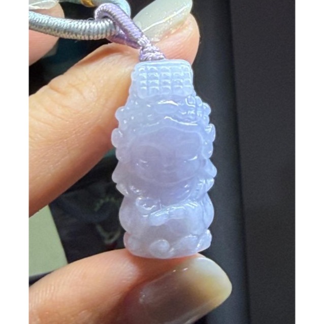 天然A貨緬甸玉 冰潤亮紫全立體Q版如意媽祖/天上聖母翡翠玉墜 起冰過底紫 聚色顯色 法相圓嘟可愛-細節圖9
