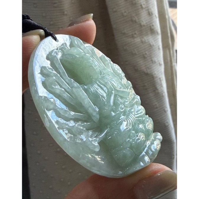 天然A貨緬甸玉 冰潤果綠準提菩薩/十八臂佛母翡翠佛牌 厚庄完美鐲心一開 色滿勻稱 立體莊嚴-細節圖3