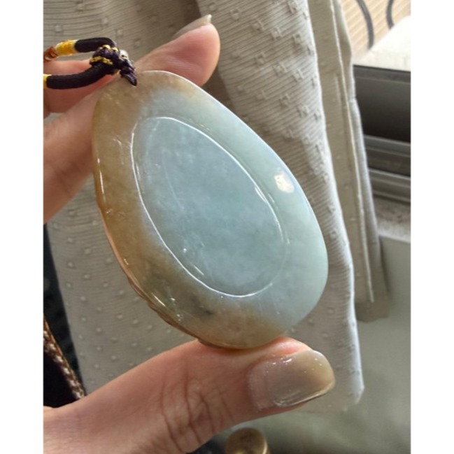 天然A貨緬甸玉 老坑黃加綠雙彩手工雕雲山福境翡翠山水牌 起冰老熟橙黃包藍綠肉 油潤色分明 牙籤精工-細節圖6