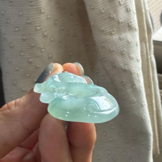天然A貨緬甸玉 老坑藍綠鏤空雕龍騰如意翡翠小龍牌 泛光冰膠底 起剛光滿底色 仿古龍 螭龍-細節圖5