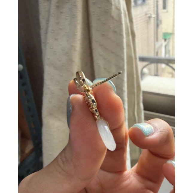 天然A貨緬甸玉 白冰平安扣翡翠耳針/耳環 雙色精緻小花鏤空銀貝殼 完美平安扣-細節圖6