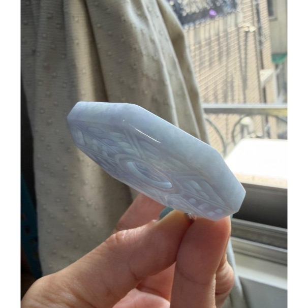天然A貨緬甸玉 細潤茄紫太極大八卦翡翠玉墜 過底濃紫 色濃郁顯色不失色 透手影細肉無晶體底妝-細節圖6