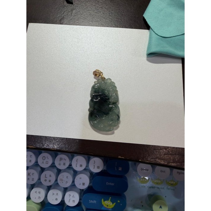 天然A貨緬甸玉 放光 高冰藍水漸變手工雕福星高照翡翠玉墜 泛光起剛光佛手瓜 雙猴捧桃-細節圖11