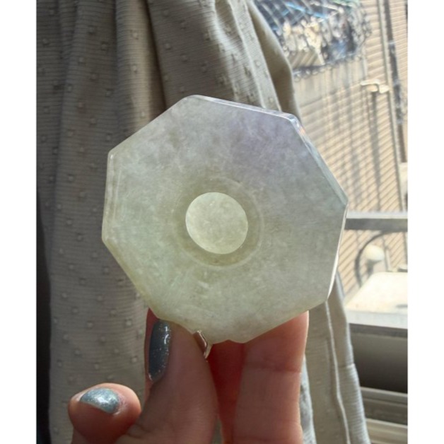 福利價~天然A貨緬甸玉 冰潤淡春彩太極大八卦翡翠玉墜 厚庄起冰有水頭 紫亮 淡綠帶黃 色帶灰感-細節圖6