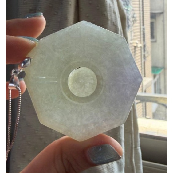 福利價~天然A貨緬甸玉 冰潤淡春彩太極大八卦翡翠玉墜 厚庄起冰有水頭 紫亮 淡綠帶黃 色帶灰感-細節圖7