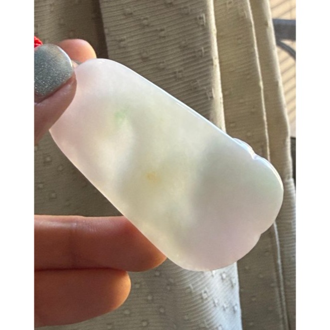 天然A貨緬甸玉 冰潤櫻花紫俏綠祥龍銜翠翡翠龍牌 一刀切牌形背面藏金添綠 螭龍含珠 福壽如意-細節圖7