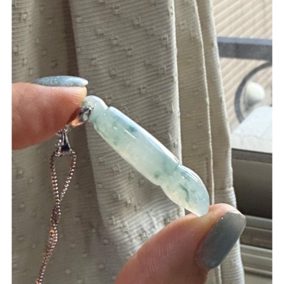 天然A貨緬甸玉 冰飄花一筆青雲翡翠玉墜 晶透冰膠底庄 藍花滿滿環繞 立體飽滿易配戴-細節圖4