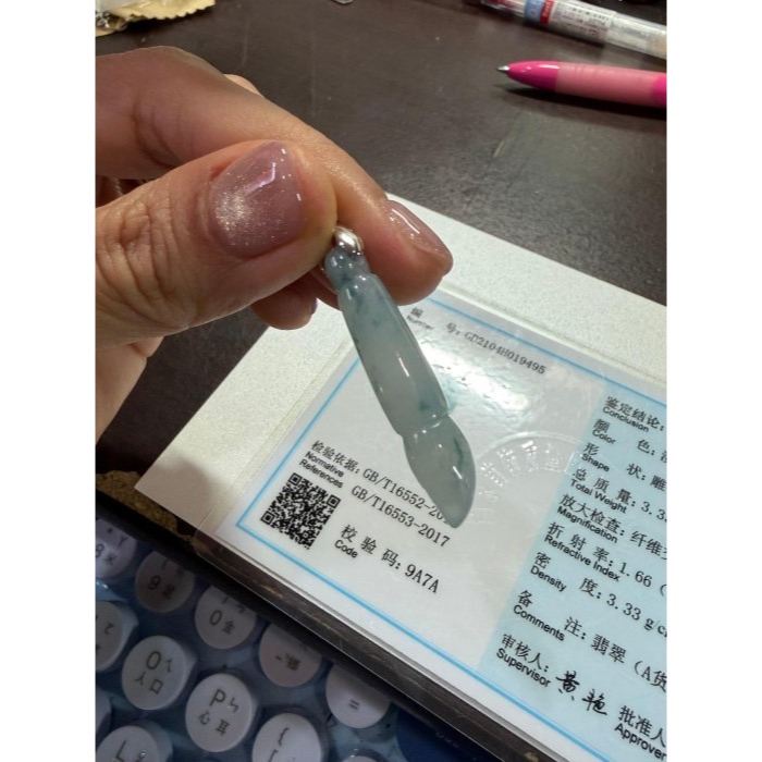 天然A貨緬甸玉 冰飄花一筆青雲翡翠玉墜 晶透冰膠底庄 藍花滿滿環繞 立體飽滿易配戴-細節圖10