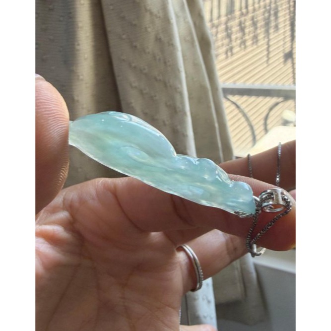 天然A貨緬甸玉 老坑藍綠鏤空雕龍騰如意翡翠龍牌 泛光冰膠底 起剛光滿底色 仿古龍 螭龍-細節圖5