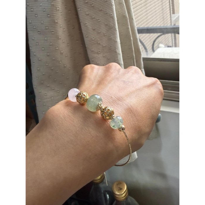 天然A貨緬甸玉 冰多寶鼓珠翡翠手串/手鍊15~17cm手圍 泛光晶透冰粉紫 冰種飄花 10咪冰晴頂珠-細節圖8