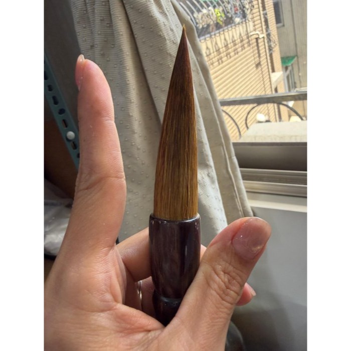 天然A貨翡翠 細潤危綠滿色大展鴻圖翡翠玉毛筆 瓜料 勻稱滿綠 粗桿30公分長 7公分筆頭-細節圖6