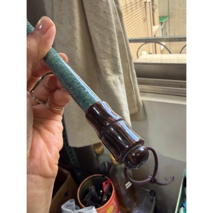天然A貨翡翠 細潤危綠滿色大展鴻圖翡翠玉毛筆 瓜料 勻稱滿綠 粗桿30公分長 7公分筆頭-細節圖7