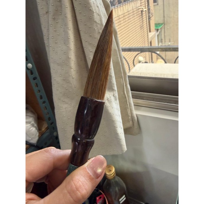 天然A貨翡翠 細潤危綠滿色揮毫萬里翡翠玉毛筆 瓜料 勻稱滿綠 粗桿28公分長 7公分筆頭-細節圖7