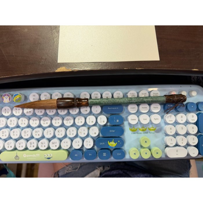天然A貨翡翠 細潤危綠滿色揮毫萬里翡翠玉毛筆 瓜料 勻稱滿綠 粗桿28公分長 7公分筆頭-細節圖11