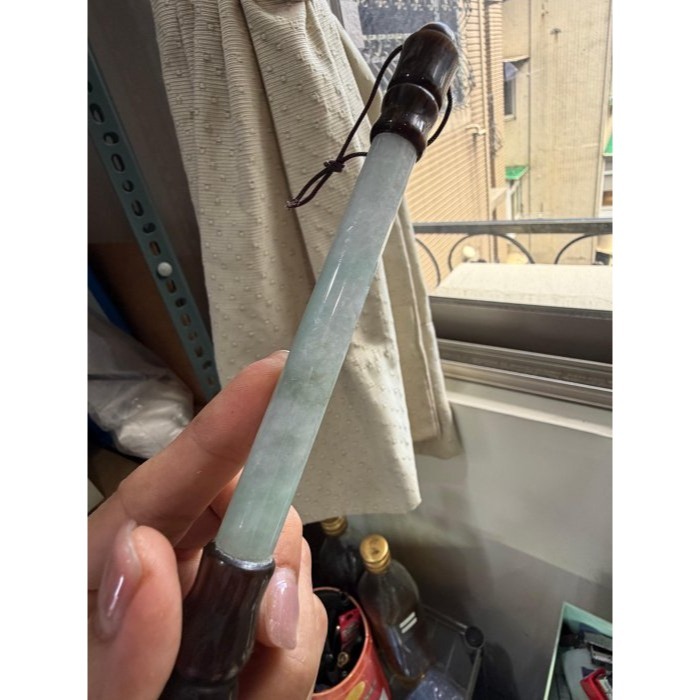 天然A貨緬甸玉 細潤飄花筆定乾坤翡翠玉毛筆 完美透光11咪粗桿 23公分長 6公分筆頭-細節圖6