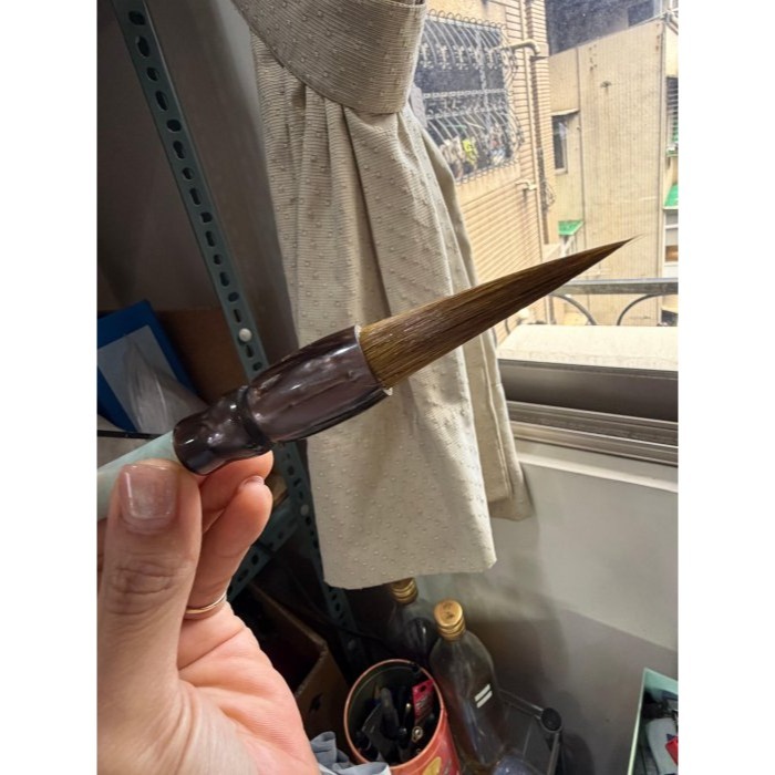天然A貨緬甸玉 細潤飄花筆定乾坤翡翠玉毛筆 完美透光11咪粗桿 23公分長 6公分筆頭-細節圖7