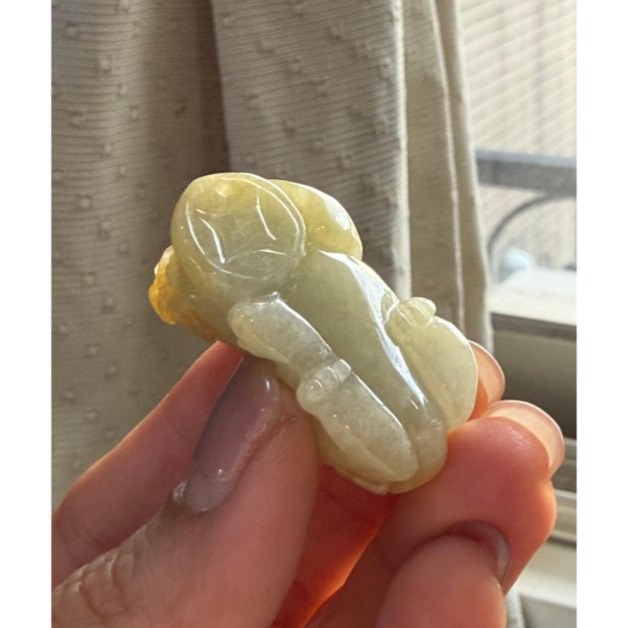 天然A貨緬甸玉 冰潤油黃漸變手工巧雕黃金貔貅翡翠玉墜 油亮光澤 起冰黃霧俏雕貔貅首 鴻運當頭-細節圖7