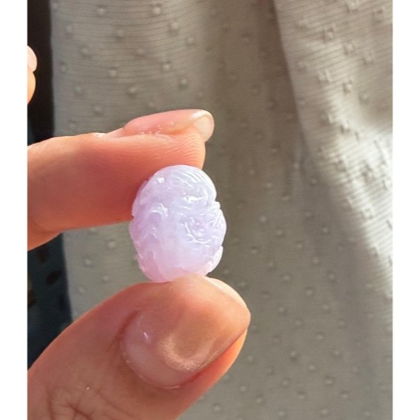 天然A貨緬甸玉 冰潤粉紫360度手工微雕一條龍翡翠小龍珠 過底滿色紫 色滿聚色水頭好 紫能見-細節圖3