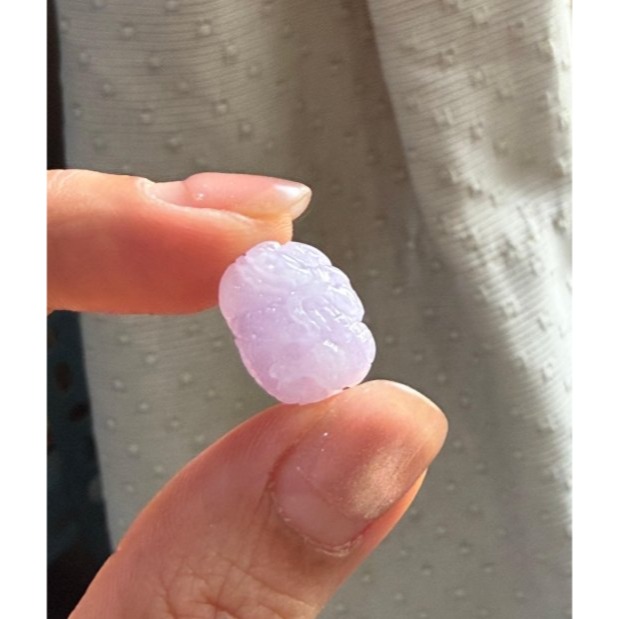 天然A貨緬甸玉 冰潤粉紫360度手工微雕一條龍翡翠小龍珠 過底滿色紫 色滿聚色水頭好 紫能見-細節圖4